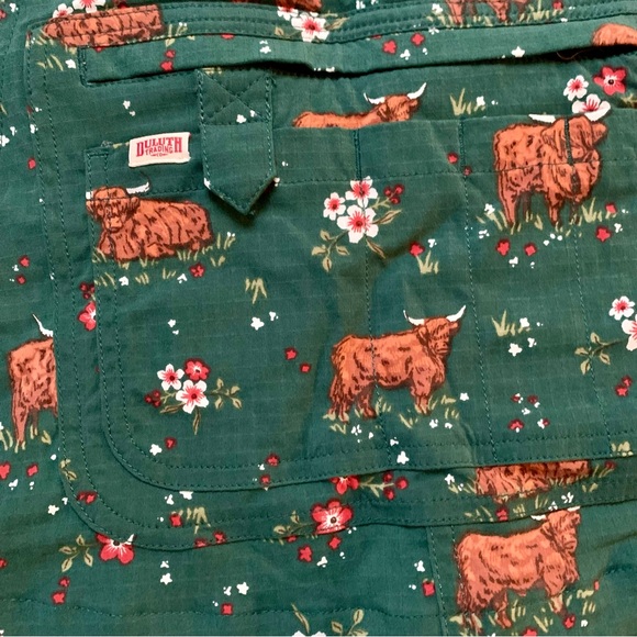 NWT Duluth Small Heirloom Gardening Bib Overalls Green Highland Cow Smallx33 - Picture 7 of 12